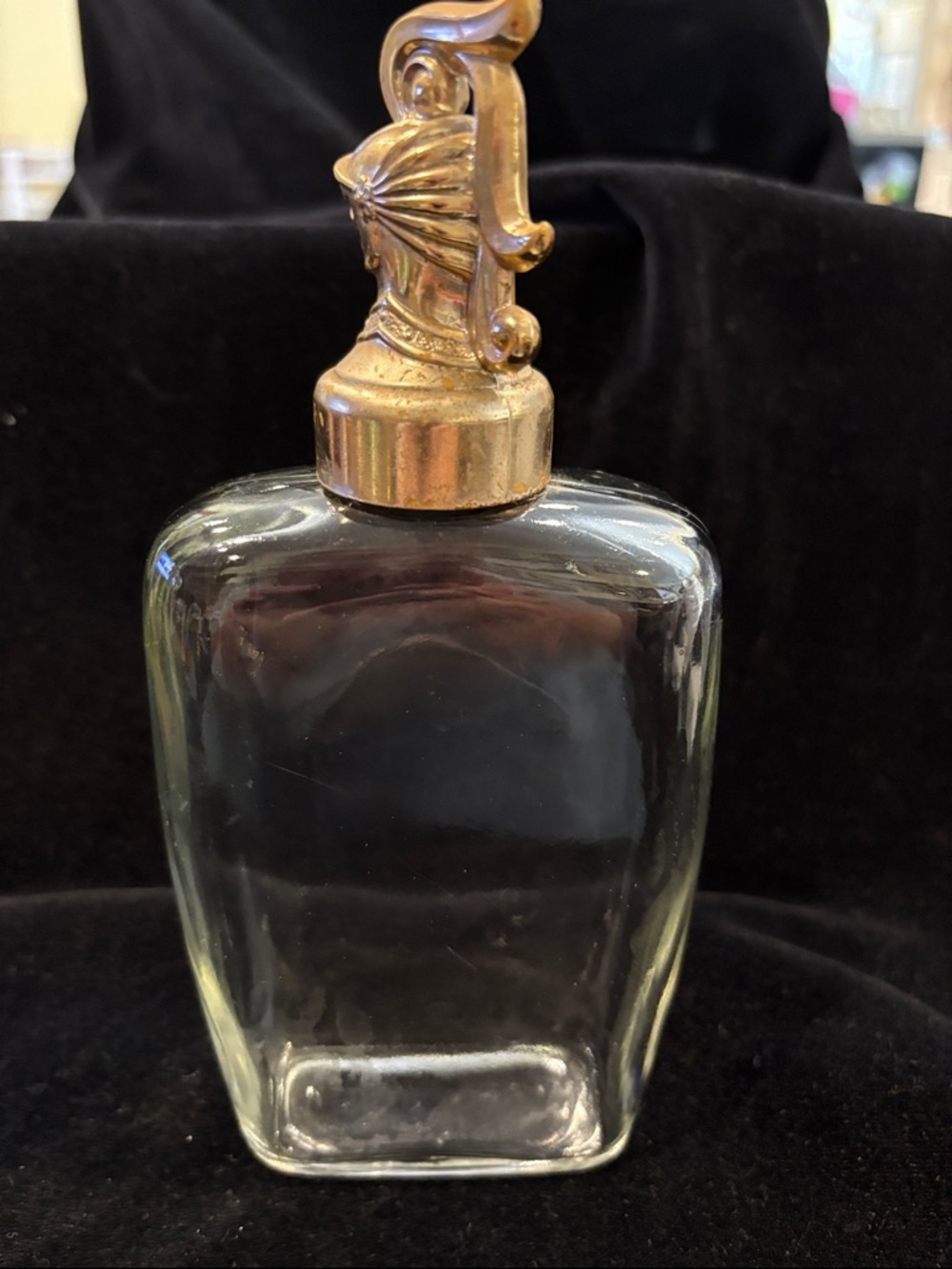 Men's Clear Glass Aftershave Bottle with Gold-Tone Atomizer